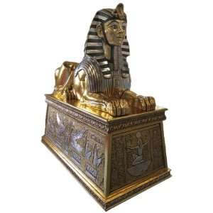  Grand Gilded Sphinx Statue atop a Egyptian Plinth