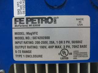FE Petro MagVFC 5874202800 Variable Frequency Controller 4 HP  