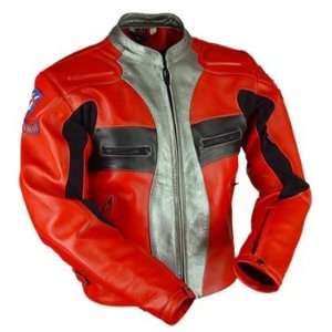  VJ LEATHER JACKET Motorcycle Sports Biker Touring RED 42 