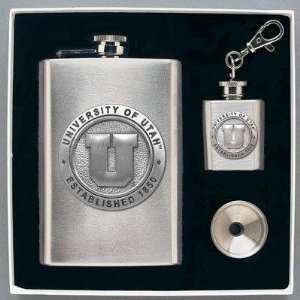  Utah Runnin Utes Flask & Funnel Set (in Gift Box)   NCAA 