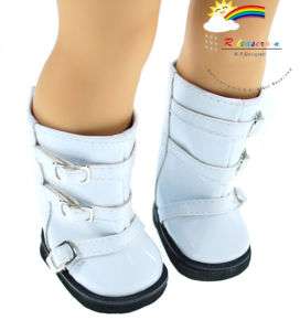 Buckles Boots Shoes Patent White for American Girl Doll  
