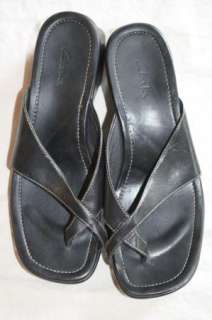 Clarks Womens Strappy Black Leather Sandals 10 M mint  