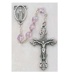  7MM BEAD AB ROSE PINK ARORA ROSARY 