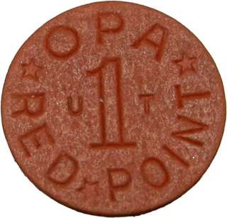 US WWII Food Ration OPA TOKEN RED RARE UNITED STATES  