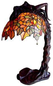 WISTERIA LADY SCULPTURE TIFFANY STYLE TABLE DESK LAMP STAINED GLASS 
