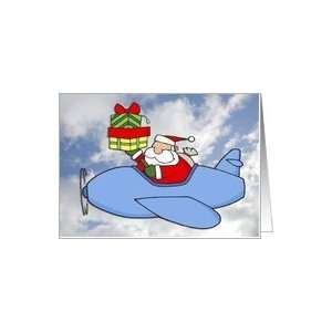  Santa Flying a Plane to Deliver Christmas Presents Card 