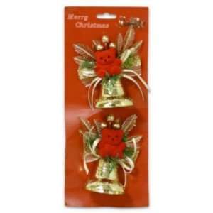  Bell Ornament 2 Piece with Bear & Ribbon Case Pack 36 