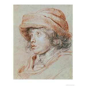 Portrait Study of His Son Nicolas, Chalk Drawing Giclee Poster Print 