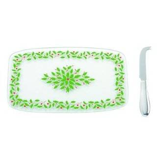 Lenox Holiday Glass Cheeseboard With Knife