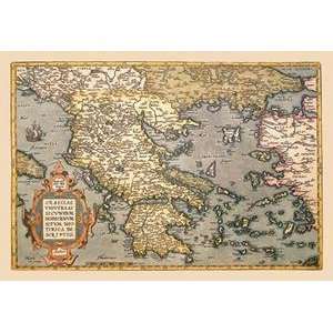  Vintage Art Map of Greece   09065 0