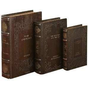   Tolstoy Hemingway Library Leather Faux Book Boxes