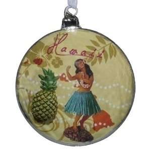  Pack of 6 State of Hawaii Glass Disk Christmas Ornaments 4 