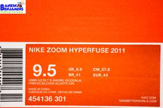   Zoom Hyperfuse 2011 Basketball Shoes Andre Iguodala KD V Kobe PE 9.5