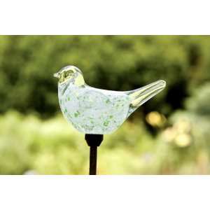    Garden Stake, Glass Bird, Crystal Green Patio, Lawn & Garden