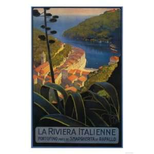 Italienne From Rapallo to Portofino Travel Poster   Portofino, Italy 