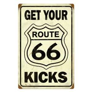   Route 66 Get Your Kicks Automotive Vintage Metal Sign