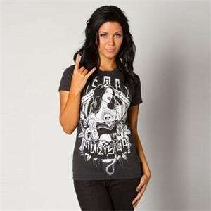  Metal Mulisha Womens Strap Up T Shirt   Small/Black 