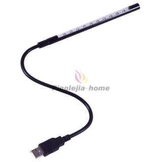 New USB 10 Black LED Flexible Bright Portable Light Lamp For PC 