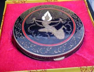   Bronze Compact Enameled VINTAGE from Thailand with ORIGINAL BOX  