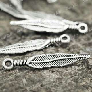 100pcs Tibet Tibetan Silver Vintage Antique Feather Charm Pendant 