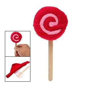   Red Kids Hand Towel Washcloth Shaped Swirl Lollipop
