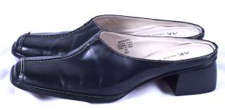 Anne Klein MAPOPPY Black Leather Slip On Mule Slides Womens Shoes 6M 