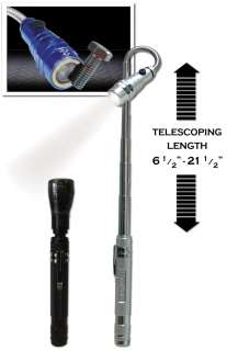 Magnetic Pick Up Telescopic LED Flashlight, BLACK 626939248889  