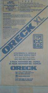 NEW GENUINE ORECK TYPE CC VACUUM BAGS FOR XL UPRIGHTS  