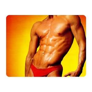    Brand New Muscular Guy Mouse Pad Orange Background 