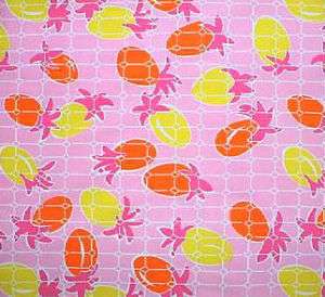   Pulitzer Bermuda Pink Pineapple Tile Print Fabric NEW Unwashed RARE