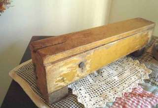 antique WOOD BOX + KNIFE SHARPENER leather? ORIG PAINT  