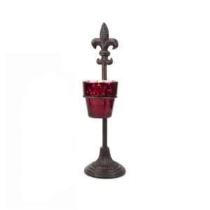  Top Shelf Grand Fleur De Lis Candleholder with Plum Glass 