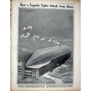  1915 WW1 Zeppelin Flying Attack Bombs Aeroplane