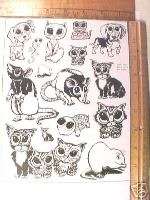 BIG EYED CATS, DOGS, CUTE, TURTLE ETC.UNM rubber stamps  