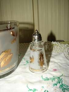 Vintage Libbey Gold Leaf Ice Bucket Salt Shaker  