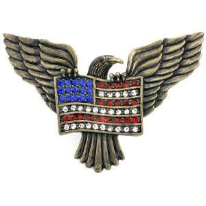  American Flag with Eagle Pin Austrian Crystal Pin Brooch 