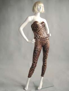leopard Print Strapless Spandex Unitard Bodysuit Leotard Jumpsuit 