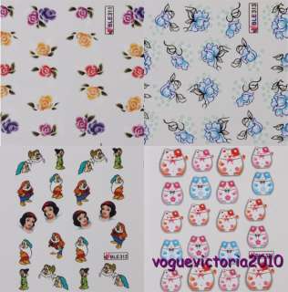 11pcs Hello Kitty & Blumen Nail Stickers Tätowierung  