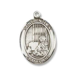   Silver St Benjamin Pendant First Communion Catholic Patron Saint Medal