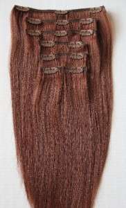   CLIP IN ON INDIAN REMY HUMAN HAIR EXTENSIONS # 33 Dark Auburn  