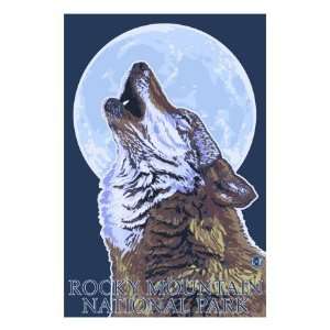  Rocky Mt National Park, CO, Wolf Howling Premium Giclee 