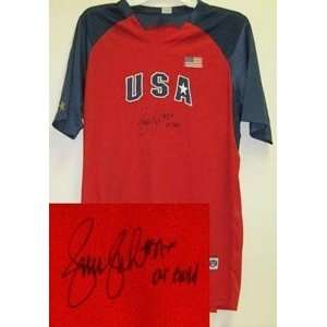  Jennie Finch Signed Red Team USA Jersey   04 Gold Sports 