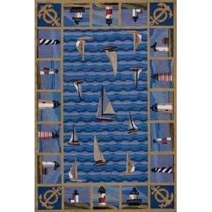  KAS Colonial Blue Lighthouses Rug