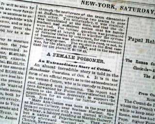   English Serial Killer arsenic poisoning UK Arrest 1872 Newspaper