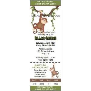  Jungle Monkey Birthday Party Ticket Invitation Health 