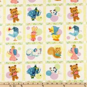  45 Wide Rockabye Animal Squares Multi Fabric By The Yard 