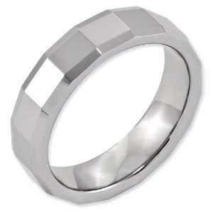    Dura Tungsten Faceted Beveled Edge 6mm Polished Band ring Jewelry