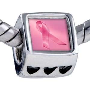   Bead Breast Cancer Awareness Pink Ribbon Beads Fits Pandora Bracelet