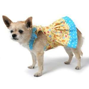  Yellow and Blue Butterfly Dog Dress L 