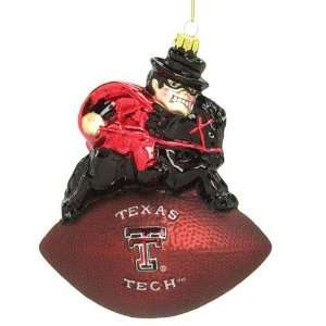  Texas Tech Red Raiders NCAA Glass Mascot Football Ornament 